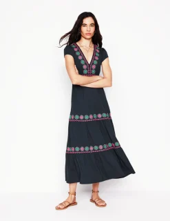 Dresses & Jumpsuits | Midi-Boden Elara Embroidered Jersey Dress- Navy