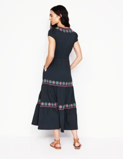 Dresses & Jumpsuits | Midi-Boden Elara Embroidered Jersey Dress- Navy