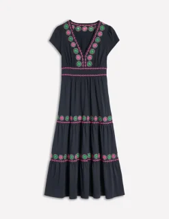 Dresses & Jumpsuits | Midi-Boden Elara Embroidered Jersey Dress- Navy