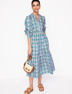 Midi | Petite Dresses-Boden Elena Tiered Cotton Midi Dress-Multi, Floweret Tile Multi,FloweretTile