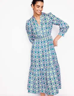 Midi | Petite Dresses-Boden Elena Tiered Cotton Midi Dress-Multi, Floweret Tile Multi,FloweretTile