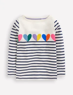 Tops & T-Shirts-Boden Ella Breton-College Navy / Ivory Hearts