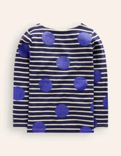 Tops & T-Shirts-Boden Ella Breton-Sapphire Blue Foil spot SapphireBlueFoilspot