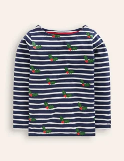 Tops & T-Shirts-Boden Ella Breton-Starboard Blue/ Ivory Festive StarboardBlue/IvoryFestive