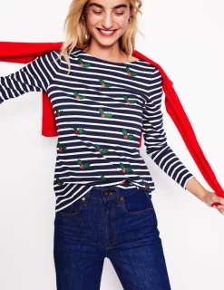 T-Shirts & Tanks | Tops & Blouses-Boden Ella Long Sleeve Breton -Navy, Holly Stripe Navy,HollyStripe