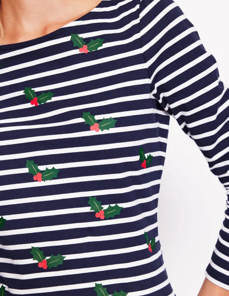 T-Shirts & Tanks | Tops & Blouses-Boden Ella Long Sleeve Breton -Navy, Holly Stripe Navy,HollyStripe