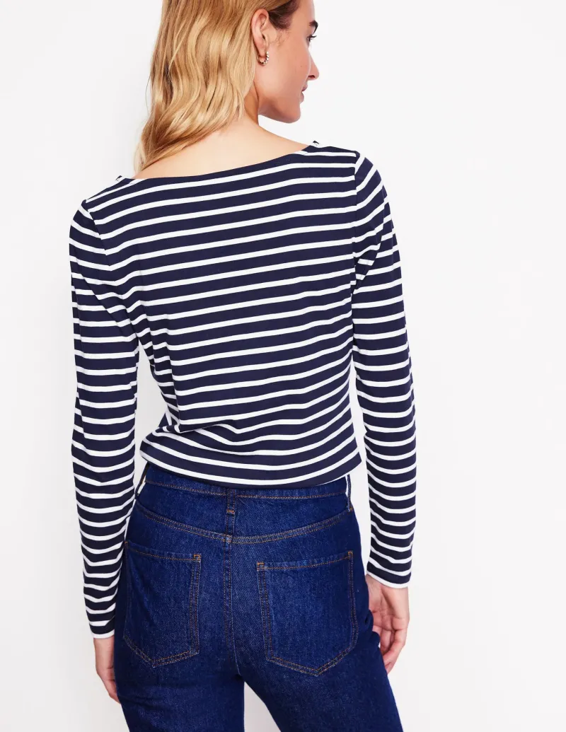 T-Shirts & Tanks | Tops & Blouses-Boden Ella Long Sleeve Breton -Navy, Holly Stripe Navy,HollyStripe