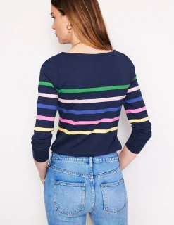 T-Shirts & Tanks | Tops & Blouses-Boden Ella Long Sleeve Breton-French Navy and Rainbow FrenchNavyandRainbow