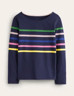 T-Shirts & Tanks | Tops & Blouses-Boden Ella Long Sleeve Breton-French Navy and Rainbow FrenchNavyandRainbow