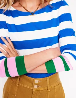 T-Shirts & Tanks | Tops & Blouses-Boden Ella Long Sleeve Breton-Gallery Blue, Emerald Cuff GalleryBlue,EmeraldCuff