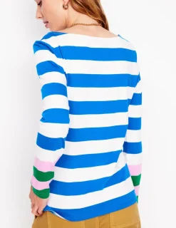 T-Shirts & Tanks | Tops & Blouses-Boden Ella Long Sleeve Breton-Gallery Blue, Emerald Cuff GalleryBlue,EmeraldCuff