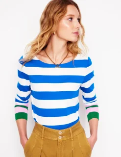 T-Shirts & Tanks | Tops & Blouses-Boden Ella Long Sleeve Breton-Gallery Blue, Emerald Cuff GalleryBlue,EmeraldCuff