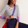 T-Shirts & Tanks | Tops & Blouses-Boden Ella Long Sleeve Breton-Ivory, French Navy Multi Cuff Ivory,FrenchNavyMultiCuff