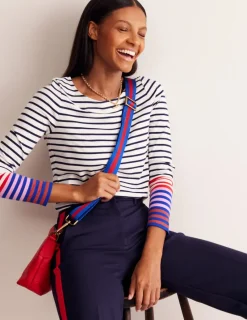 T-Shirts & Tanks | Tops & Blouses-Boden Ella Long Sleeve Breton-Ivory, French Navy Multi Cuff Ivory,FrenchNavyMultiCuff