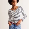 T-Shirts & Tanks | Tops & Blouses-Boden Ella Long Sleeve Breton-Ivory, Navy Ivory,Navy