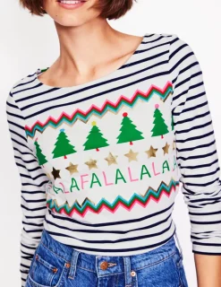 T-Shirts & Tanks | Tops & Blouses-Boden Ella Long Sleeve Breton-Ivory, Navy, Falalala Ivory,Navy,Falalala