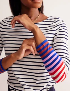 T-Shirts & Tanks | Tops & Blouses-Boden Ella Long Sleeve Breton-Ivory, French Navy Multi Cuff Ivory,FrenchNavyMultiCuff
