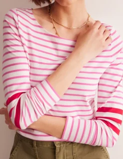 T-Shirts & Tanks | Tops & Blouses-Boden Ella Long Sleeve Breton-Ivory, Red and Party Pink Ivory,RedandPartyPink