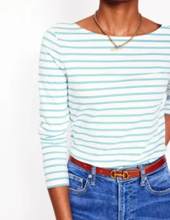 T-Shirts & Tanks | Tops & Blouses-Boden Ella Long Sleeve Breton-Ivory, Duck Egg Blue Ivory,DuckEggBlue