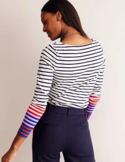T-Shirts & Tanks | Tops & Blouses-Boden Ella Long Sleeve Breton-Ivory, French Navy Multi Cuff Ivory,FrenchNavyMultiCuff