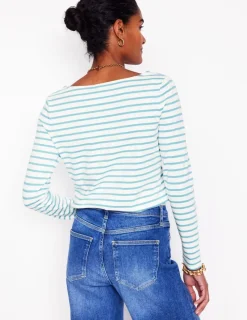T-Shirts & Tanks | Tops & Blouses-Boden Ella Long Sleeve Breton-Ivory, Duck Egg Blue Ivory,DuckEggBlue
