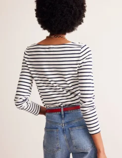 T-Shirts & Tanks | Tops & Blouses-Boden Ella Long Sleeve Breton-Ivory, Navy Ivory,Navy