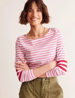 T-Shirts & Tanks | Tops & Blouses-Boden Ella Long Sleeve Breton-Ivory, Red and Party Pink Ivory,RedandPartyPink