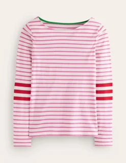 T-Shirts & Tanks | Tops & Blouses-Boden Ella Long Sleeve Breton-Ivory, Red and Party Pink Ivory,RedandPartyPink