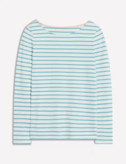 T-Shirts & Tanks | Tops & Blouses-Boden Ella Long Sleeve Breton-Ivory, Duck Egg Blue Ivory,DuckEggBlue