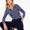 T-Shirts & Tanks | Tops & Blouses-Boden Ella Long Sleeve Breton-Navy, Ivory, Blue Spot Navy,Ivory,BlueSpot