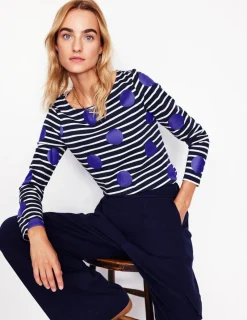 T-Shirts & Tanks | Tops & Blouses-Boden Ella Long Sleeve Breton-Navy, Ivory, Blue Spot Navy,Ivory,BlueSpot