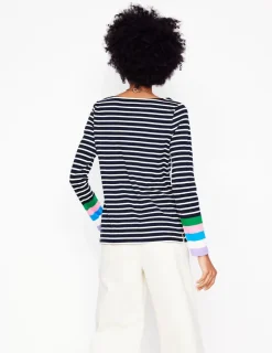 T-Shirts & Tanks | Tops & Blouses-Boden Ella Long Sleeve Breton-Navy Multi Cuff NavyMultiCuff