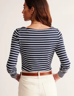 T-Shirts & Tanks | Tops & Blouses-Boden Ella Long Sleeve Breton-Navy, Ivory Navy,Ivory