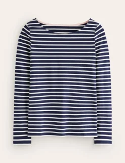 T-Shirts & Tanks | Tops & Blouses-Boden Ella Long Sleeve Breton-Navy, Ivory Navy,Ivory