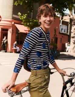 T-Shirts & Tanks | Tops & Blouses-Boden Ella Long Sleeve Breton-Navy, Ivory, Blue Spot Navy,Ivory,BlueSpot