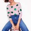 T-Shirts & Tanks | Tops & Blouses-Boden Ella Long Sleeve Breton-Pink, Ivory, Green Spot Pink,Ivory,GreenSpot