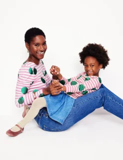 T-Shirts & Tanks | Tops & Blouses-Boden Ella Long Sleeve Breton-Pink, Ivory, Green Spot Pink,Ivory,GreenSpot
