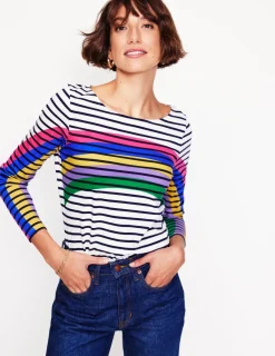 T-Shirts & Tanks | Tops & Blouses-Boden Ella Long Sleeve Breton-Rainbow Curve Breton RainbowCurveBreton