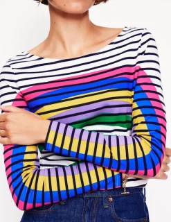 T-Shirts & Tanks | Tops & Blouses-Boden Ella Long Sleeve Breton-Rainbow Curve Breton RainbowCurveBreton
