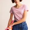Tops & Blouses | T-Shirts & Tanks-Boden Ella Short Sleeve Breton-Ivory, Pink Ivory,Pink