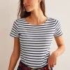 Nightwear & Lougewear | T-Shirts & Tanks-Boden Ella Short Sleeve Breton-Ivory, Navy Ivory,Navy