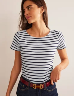 Nightwear & Lougewear | T-Shirts & Tanks-Boden Ella Short Sleeve Breton-Ivory, Navy Ivory,Navy