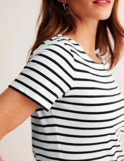 Nightwear & Lougewear | T-Shirts & Tanks-Boden Ella Short Sleeve Breton-Ivory, Black Ivory,Black