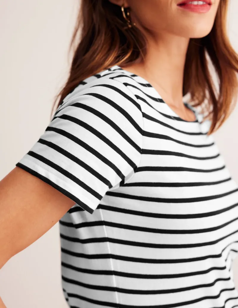 Nightwear & Lougewear | T-Shirts & Tanks-Boden Ella Short Sleeve Breton-Ivory, Black Ivory,Black