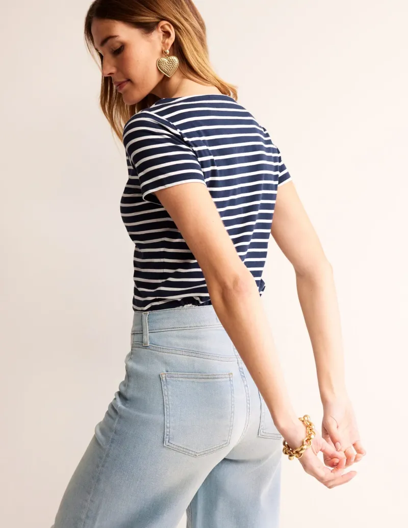 Nightwear & Lougewear | T-Shirts & Tanks-Boden Ella Short Sleeve Breton-Navy, Ivory Navy,Ivory