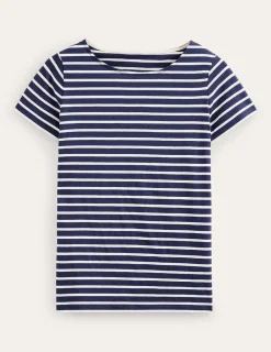Nightwear & Lougewear | T-Shirts & Tanks-Boden Ella Short Sleeve Breton-Navy, Ivory Navy,Ivory