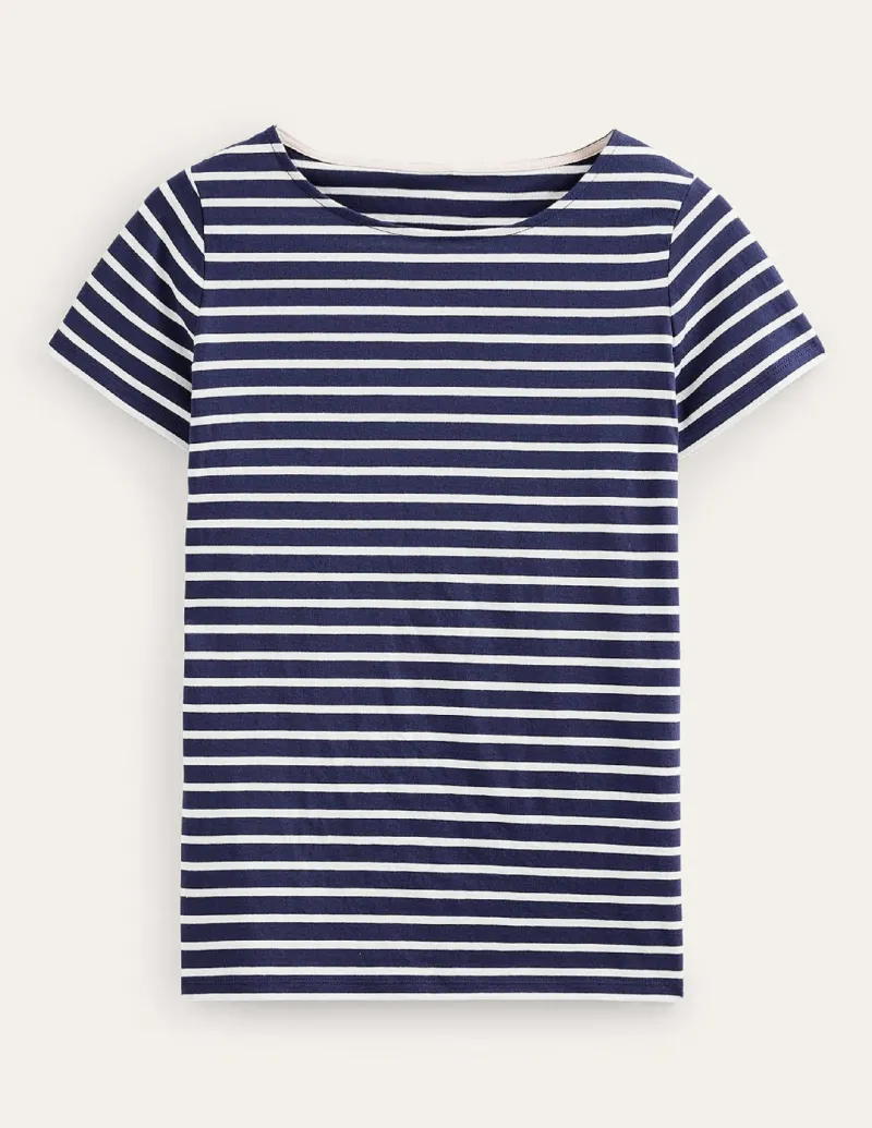 Nightwear & Lougewear | T-Shirts & Tanks-Boden Ella Short Sleeve Breton-Navy, Ivory Navy,Ivory