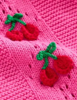 Sweaters & Cardigans-Boden Embroidered Pointelle Cardigan-Rose Petal Pink Cherries RosePetalPinkCherries