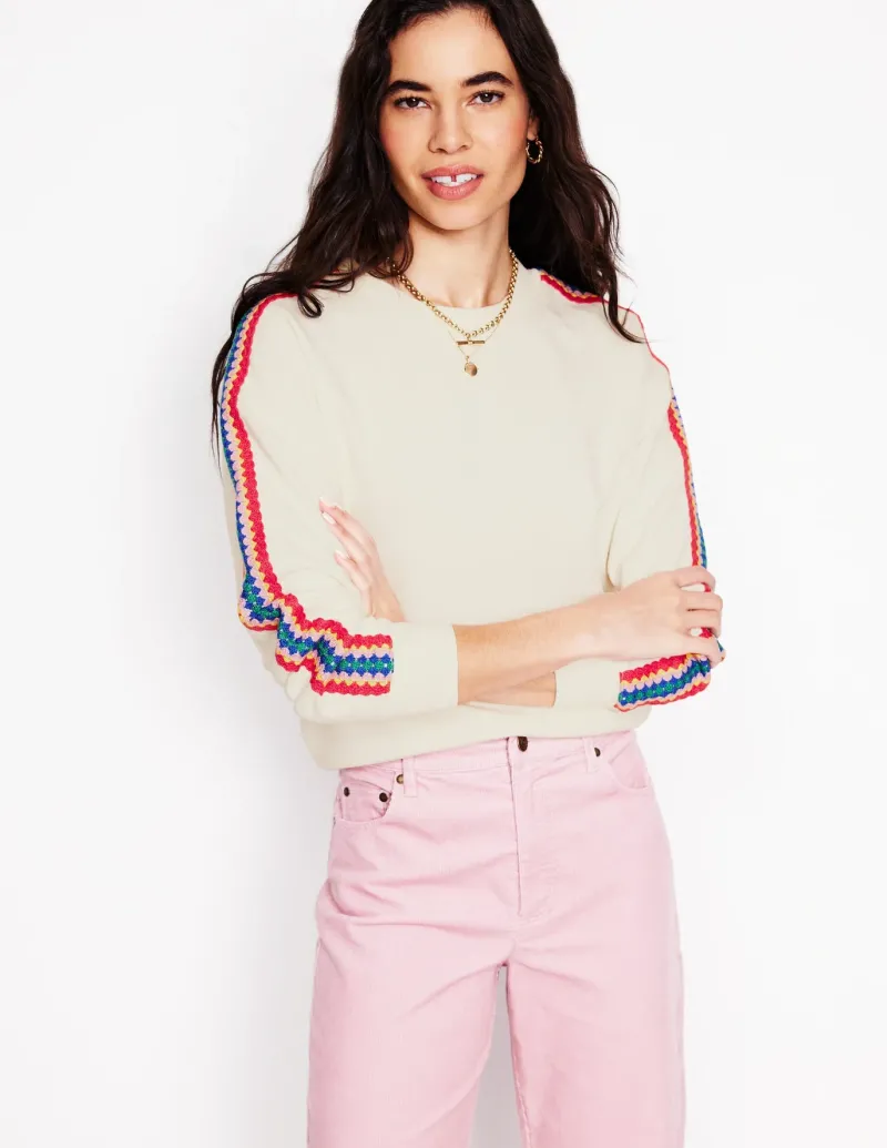Nightwear & Lougewear | Tops & Blouses-Boden Emi Crochet Sweatshirt- Ivory