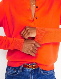 Sweaters & Cardigans-Boden Emilia Cotton Crew Cardigan-Mandarin Orange MandarinOrange